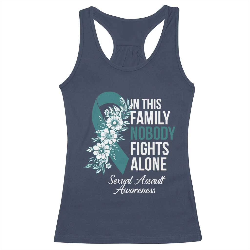 Sexual Assault Awareness Racerback Tank Top In This Family Nobody Fights Alone