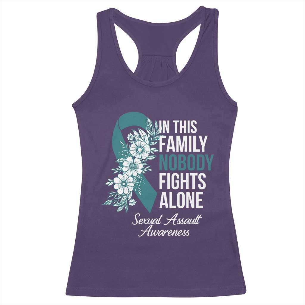 Sexual Assault Awareness Racerback Tank Top In This Family Nobody Fights Alone