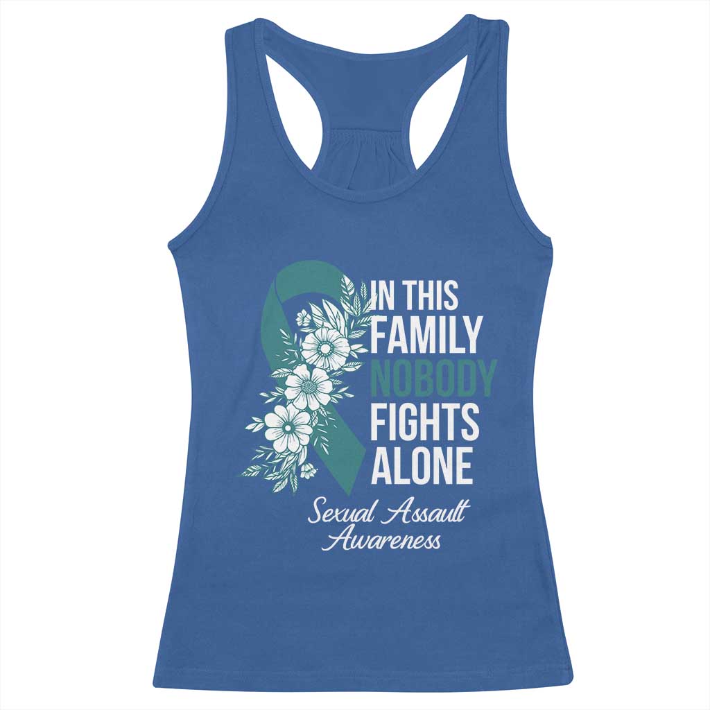 Sexual Assault Awareness Racerback Tank Top In This Family Nobody Fights Alone