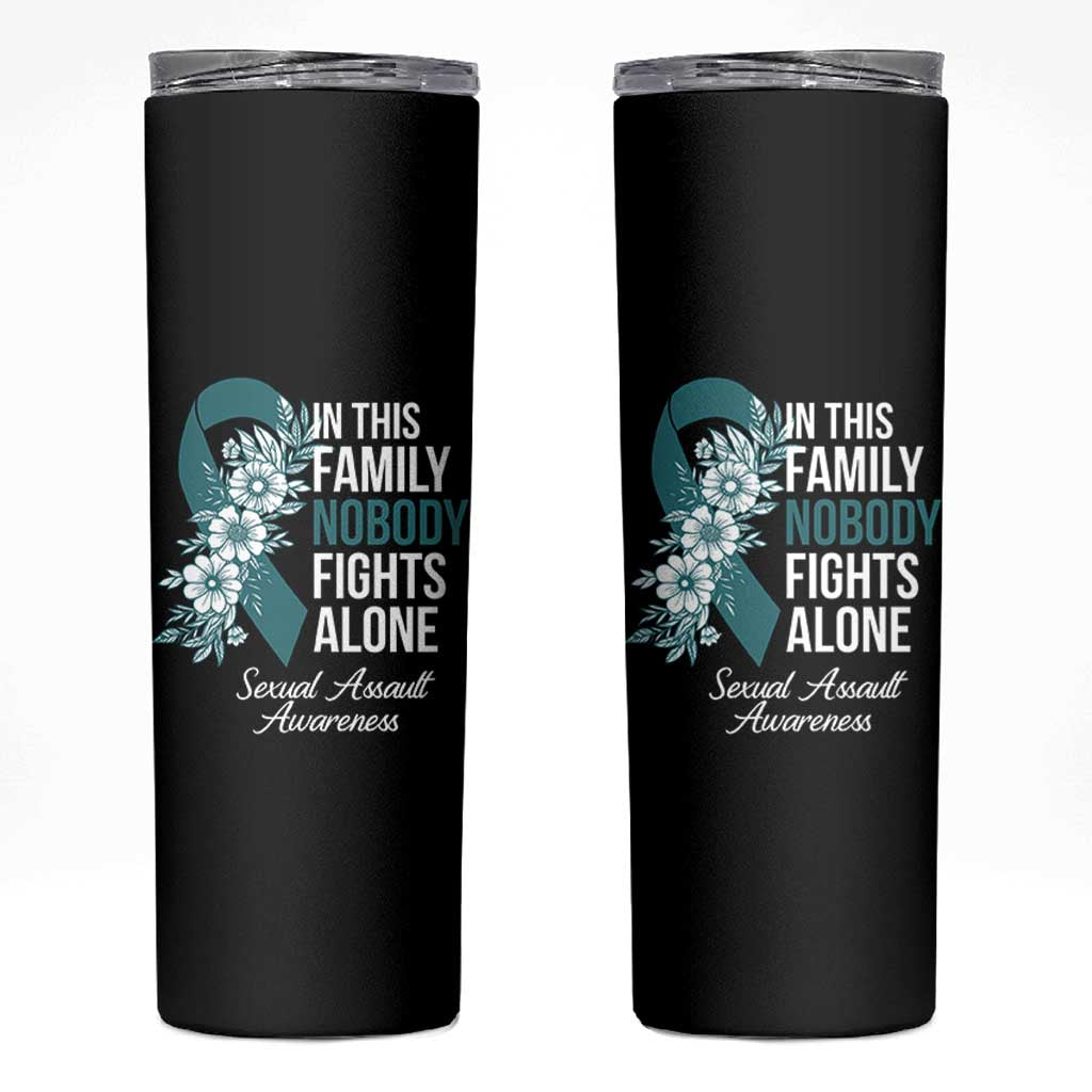 Sexual Assault Awareness Skinny Tumbler In This Family Nobody Fights Alone