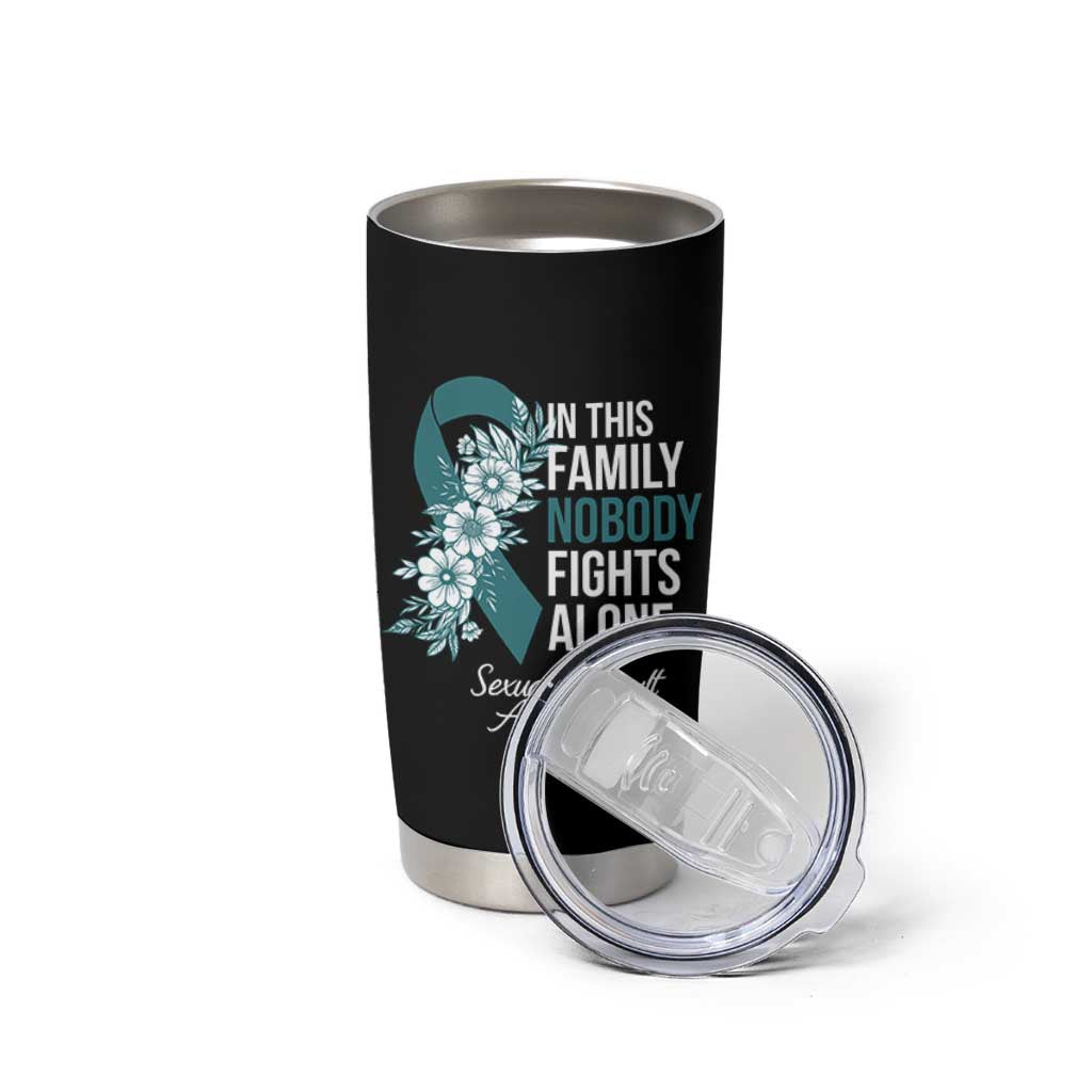 Sexual Assault Awareness Tumbler Cup In This Family Nobody Fights Alone