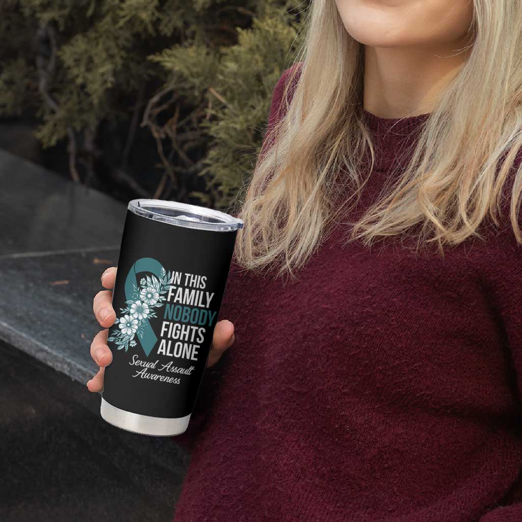 Sexual Assault Awareness Tumbler Cup In This Family Nobody Fights Alone