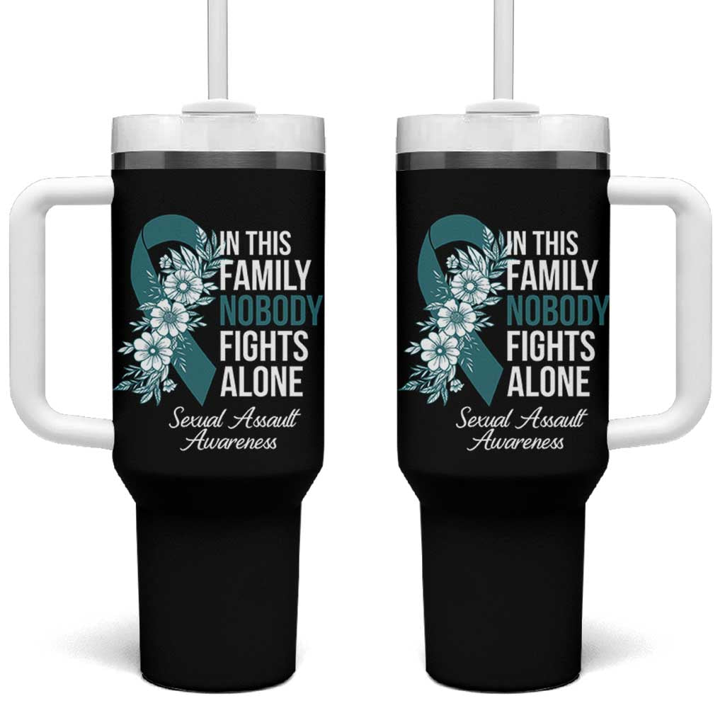 Sexual Assault Awareness Tumbler With Handle In This Family Nobody Fights Alone
