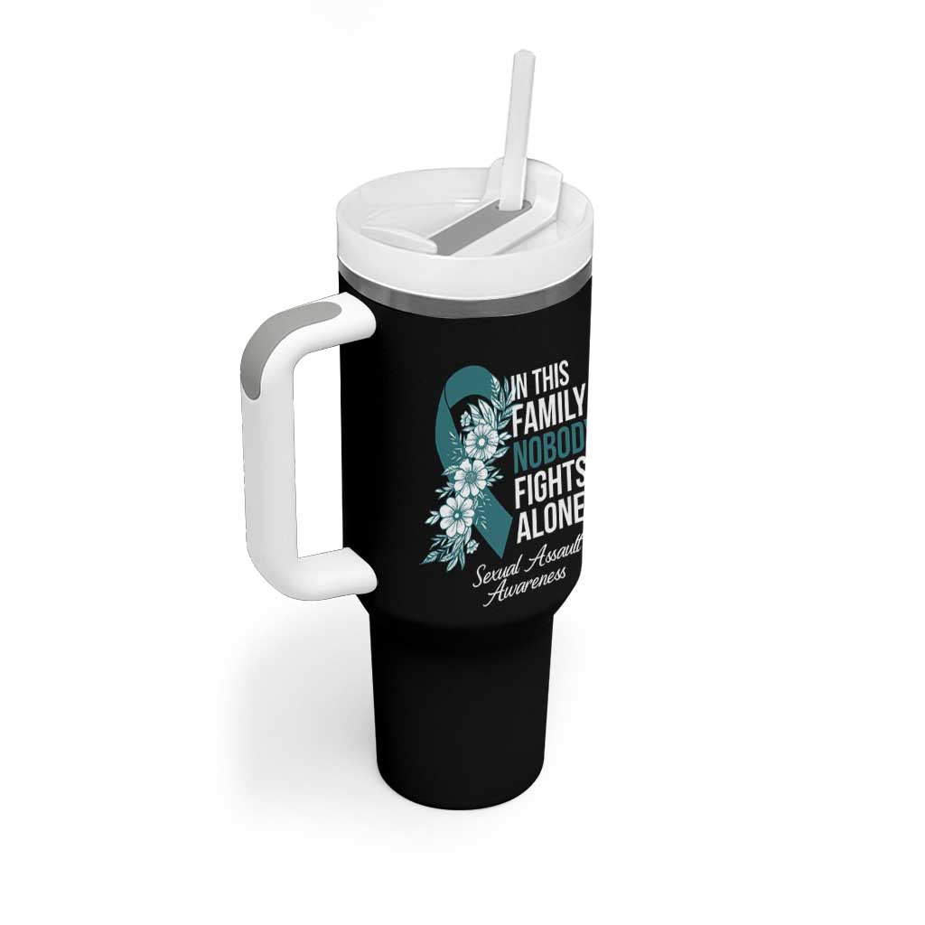 Sexual Assault Awareness Tumbler With Handle In This Family Nobody Fights Alone