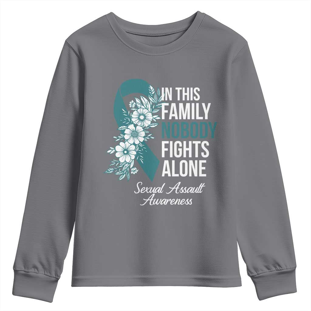 Sexual Assault Awareness Youth Sweatshirt In This Family Nobody Fights Alone
