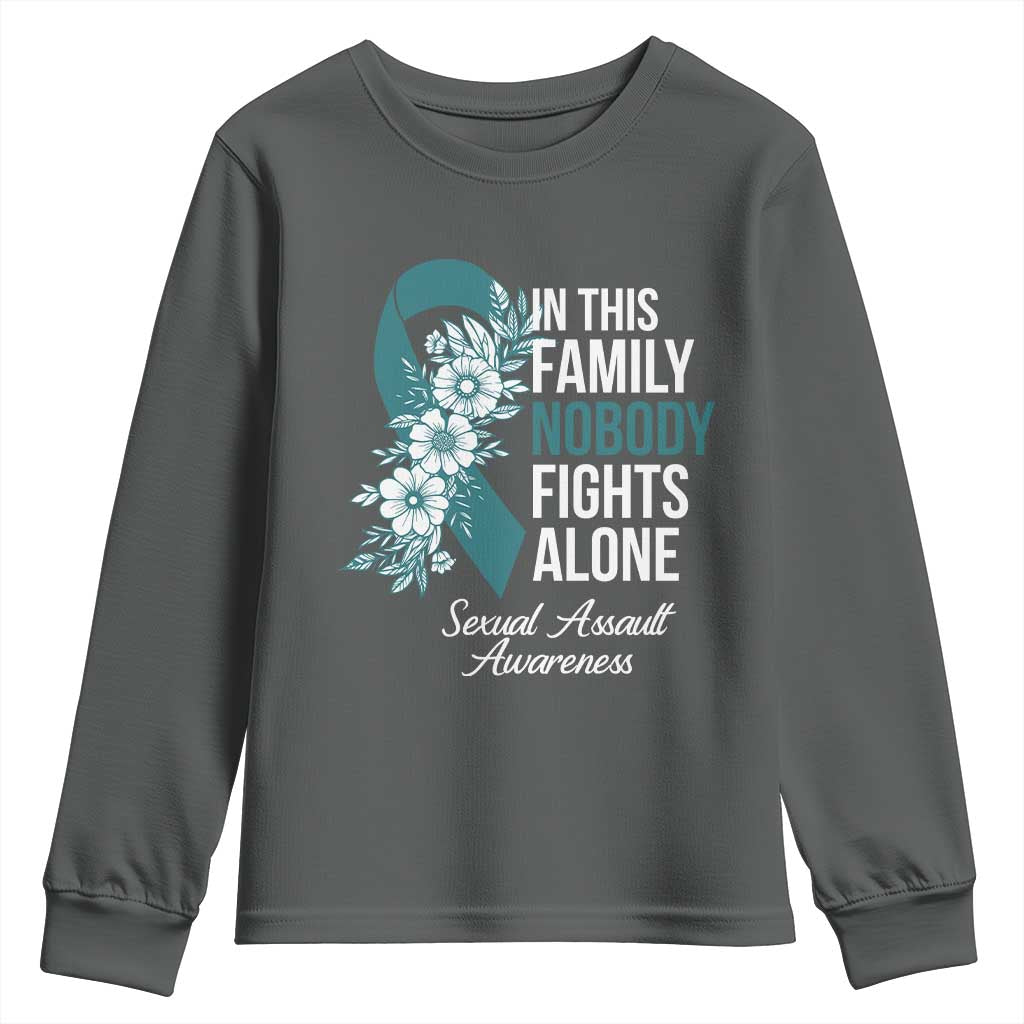 Sexual Assault Awareness Youth Sweatshirt In This Family Nobody Fights Alone