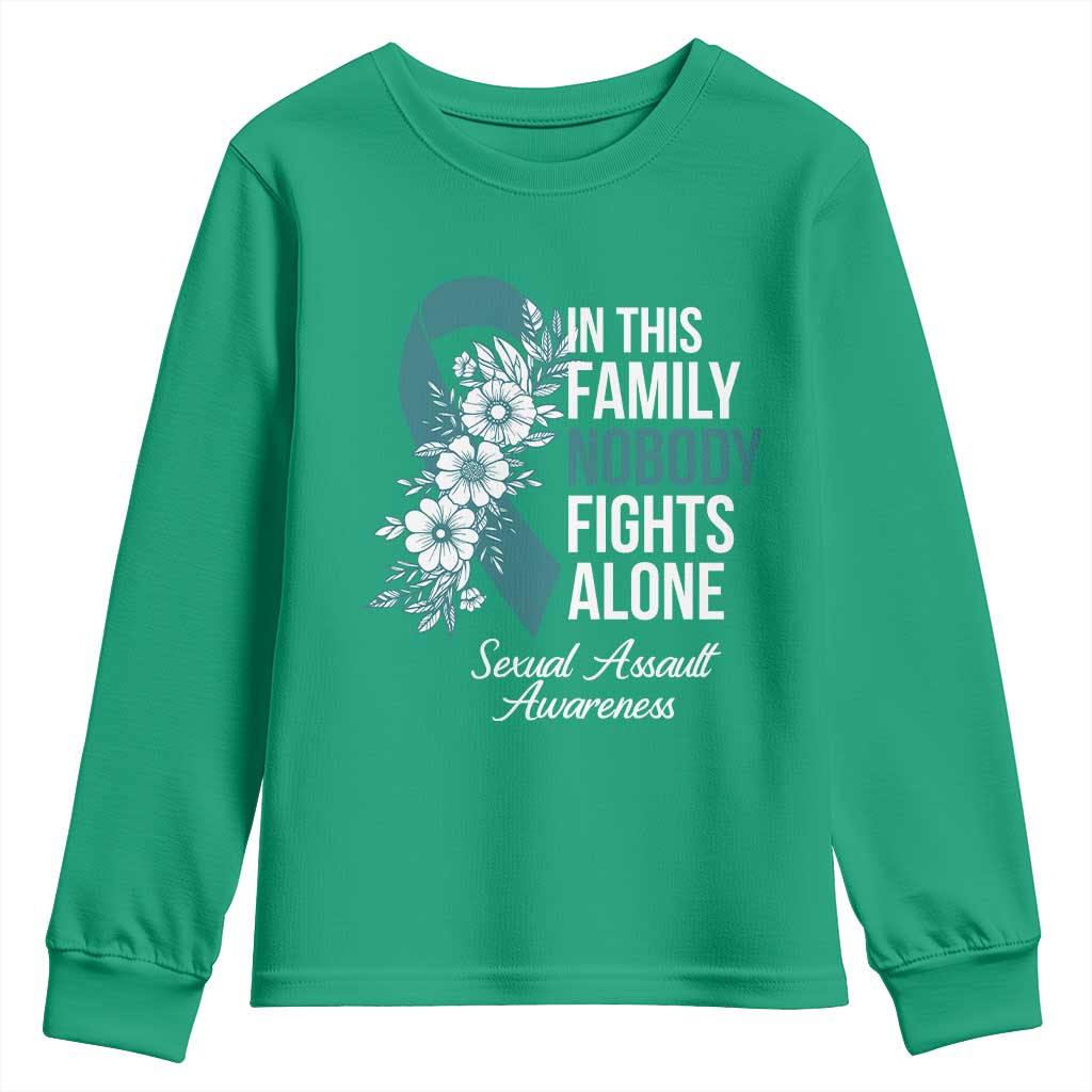 Sexual Assault Awareness Youth Sweatshirt In This Family Nobody Fights Alone