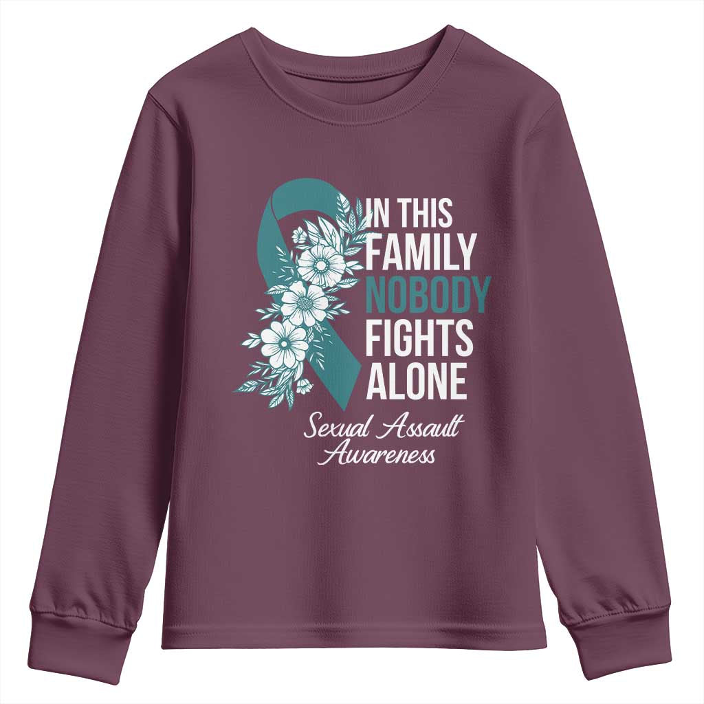 Sexual Assault Awareness Youth Sweatshirt In This Family Nobody Fights Alone