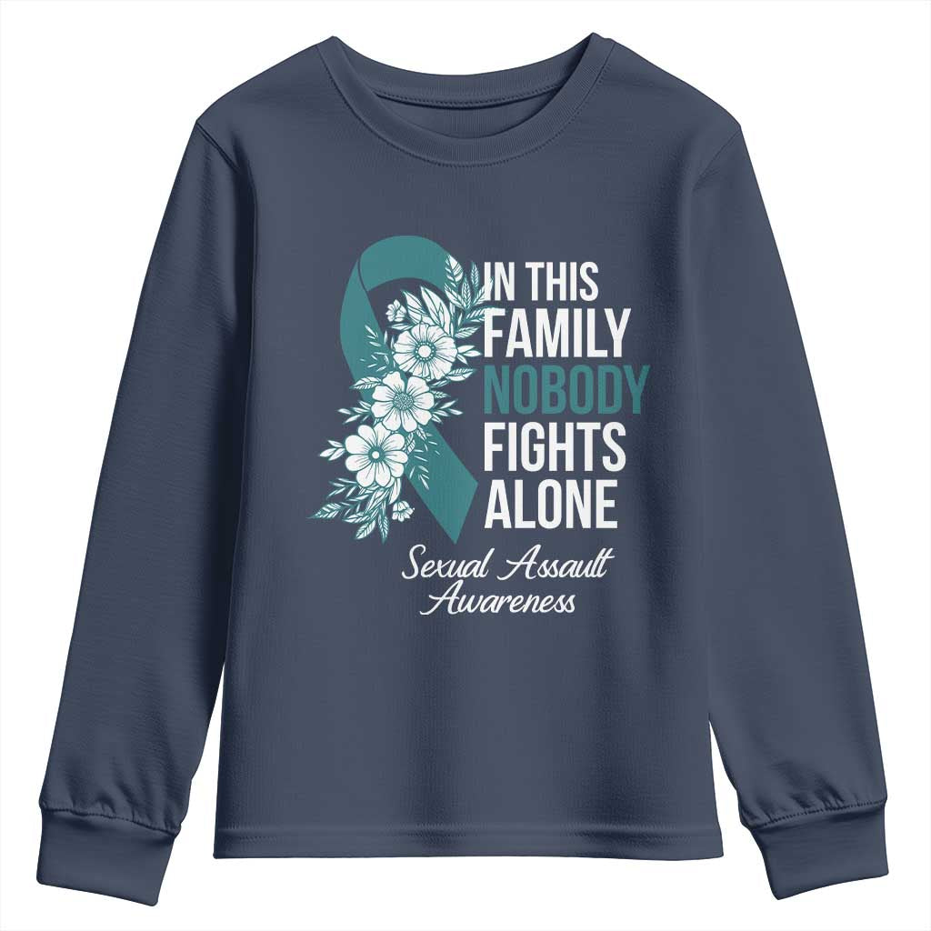 Sexual Assault Awareness Youth Sweatshirt In This Family Nobody Fights Alone