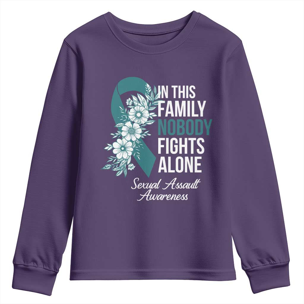 Sexual Assault Awareness Youth Sweatshirt In This Family Nobody Fights Alone