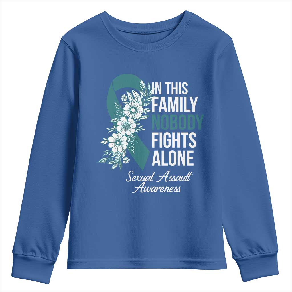 Sexual Assault Awareness Youth Sweatshirt In This Family Nobody Fights Alone