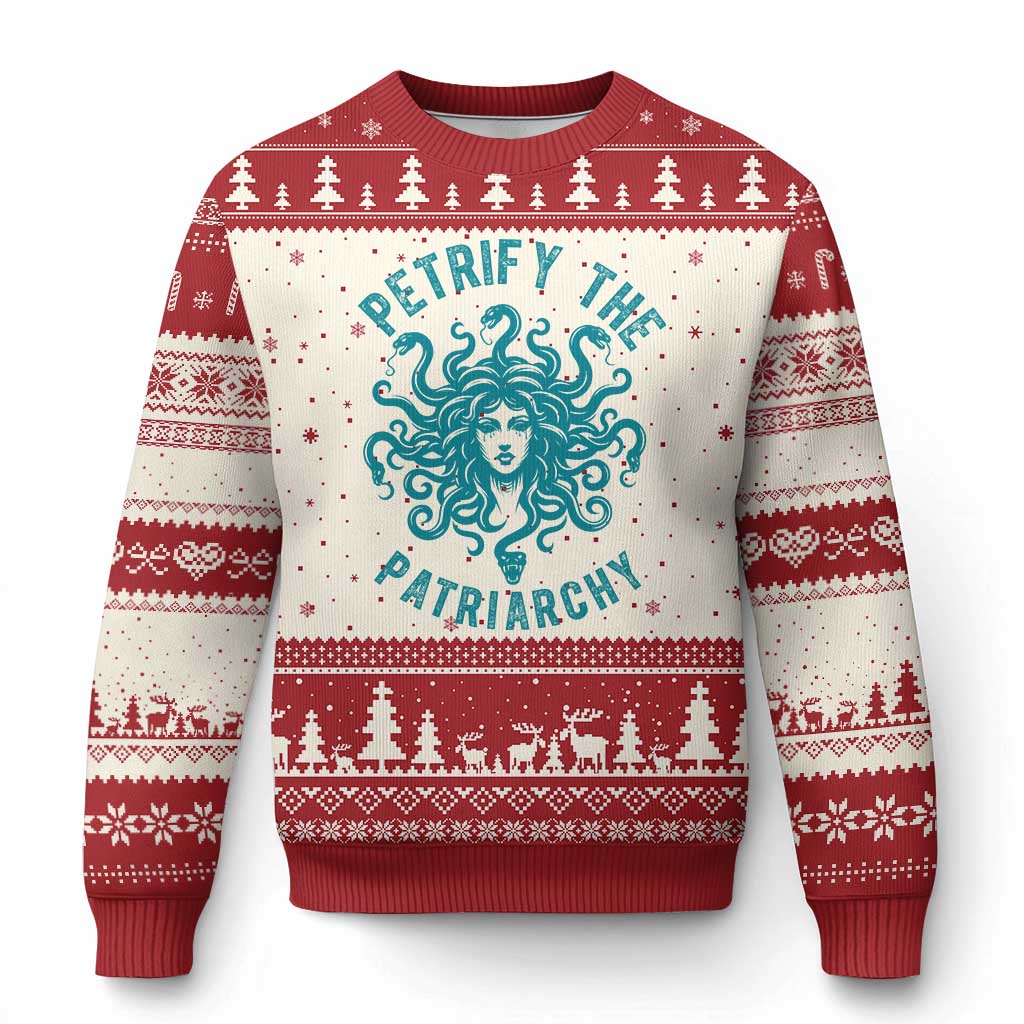 Sexual Assault Awareness Ugly Christmas Sweater Petrify The Patriarchy Medusa Feminism