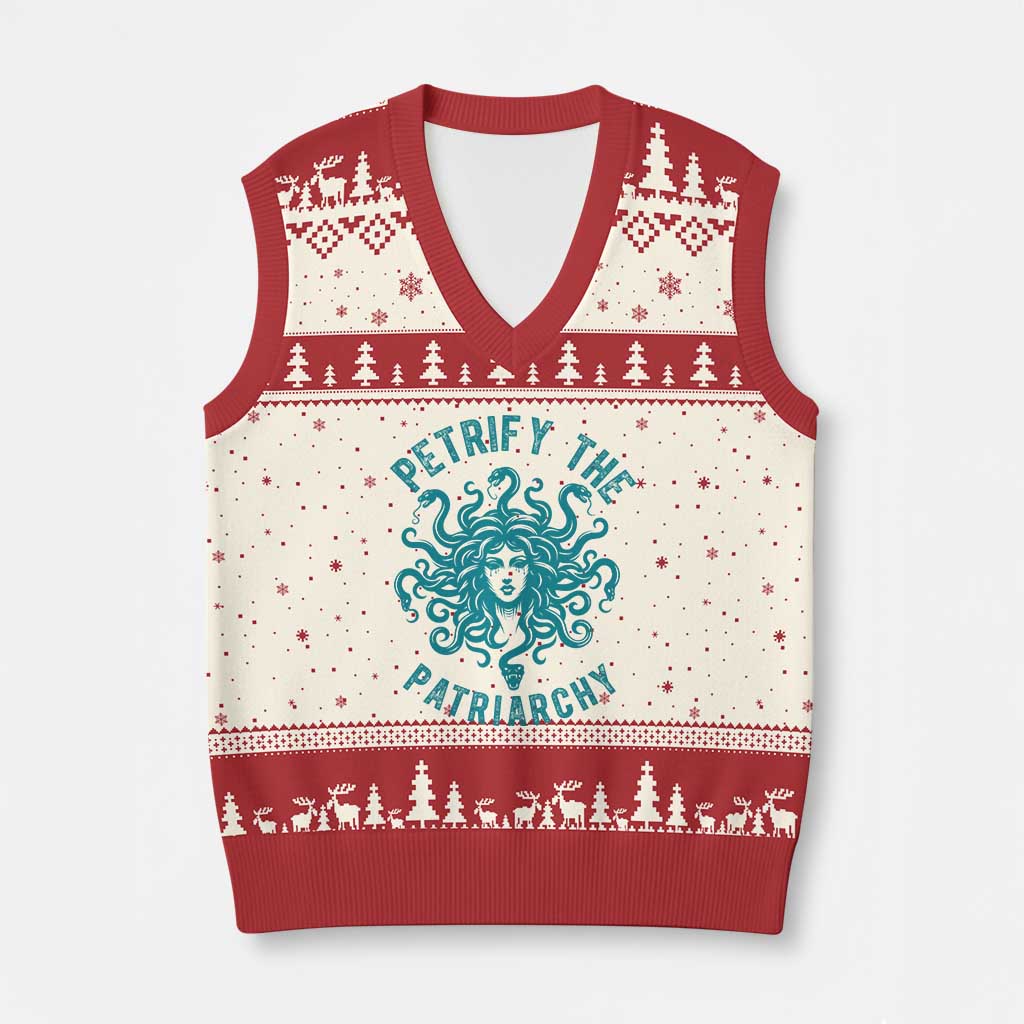 Sexual Assault Awareness V-Neck Knit Sweater Vest Petrify The Patriarchy Medusa Feminism