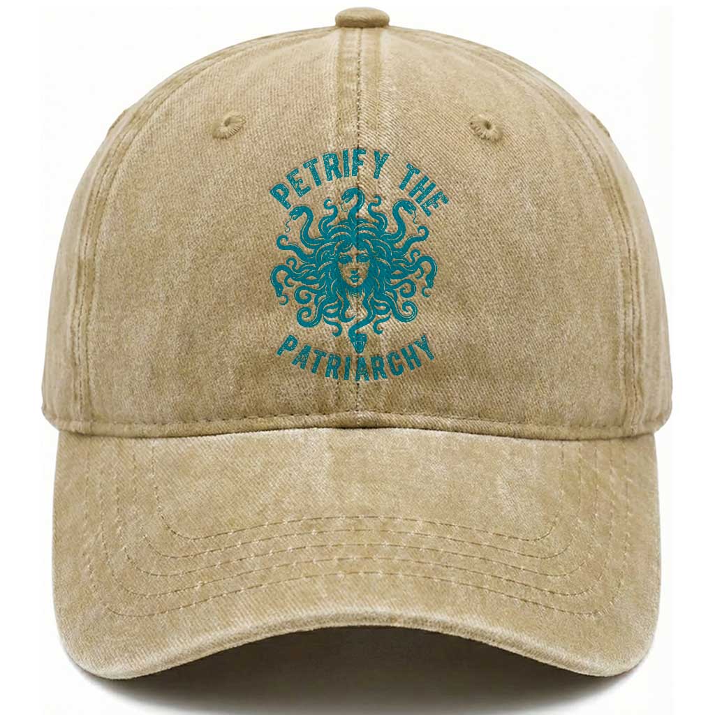 Sexual Assault Awareness Washed Cotton Baseball Cap Petrify The Patriarchy Medusa Feminism