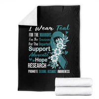 Sexual Assault Awareness Throw Blanket Teal Ribbon Flower