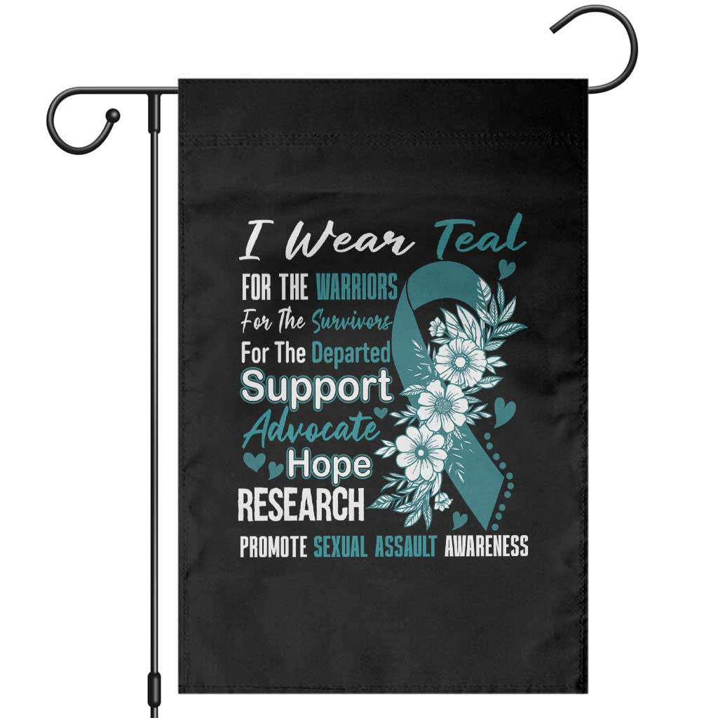 Sexual Assault Awareness Garden Flag Teal Ribbon Flower