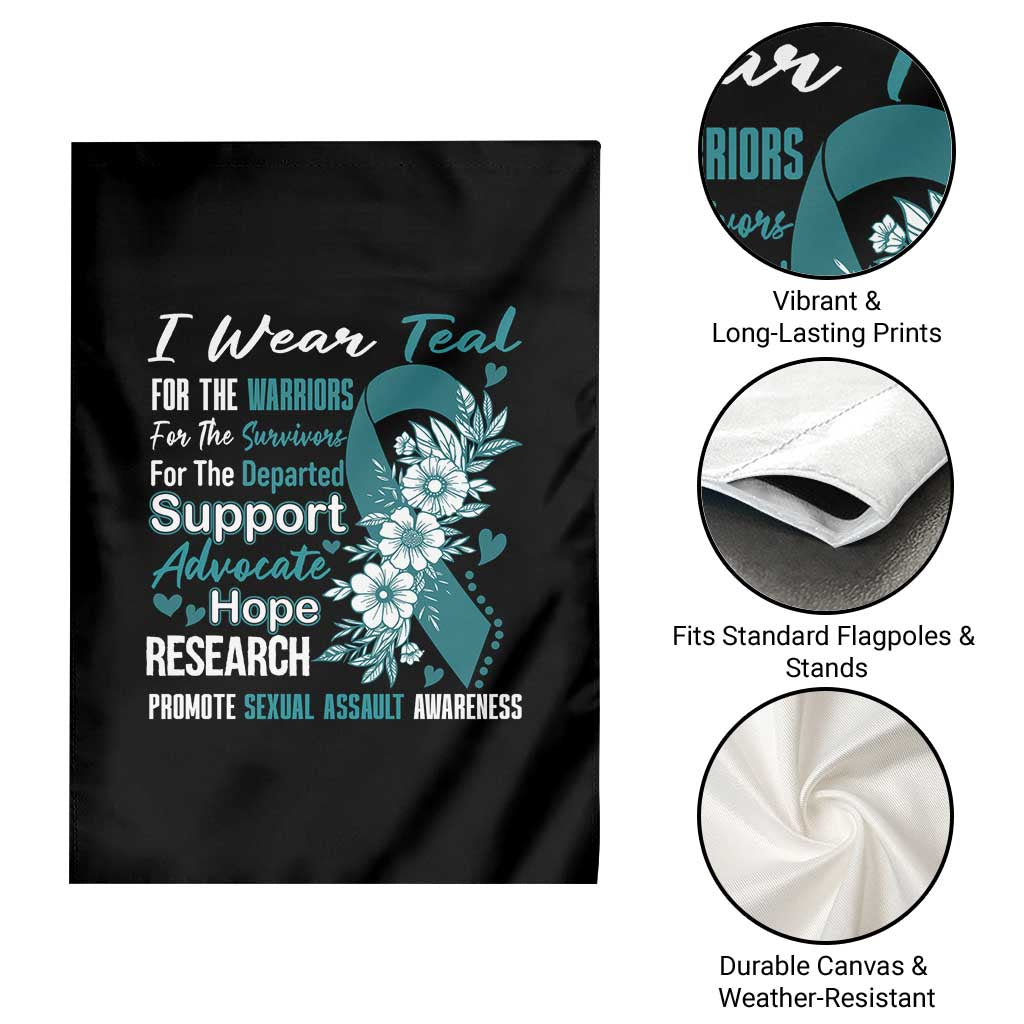 Sexual Assault Awareness Garden Flag Teal Ribbon Flower