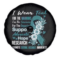 Sexual Assault Awareness Spare Tire Cover Teal Ribbon Flower