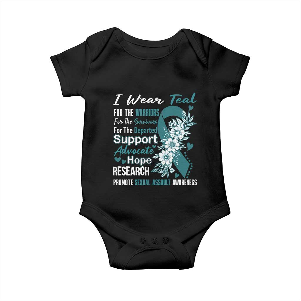 Sexual Assault Awareness Baby Onesie Teal Ribbon Flower