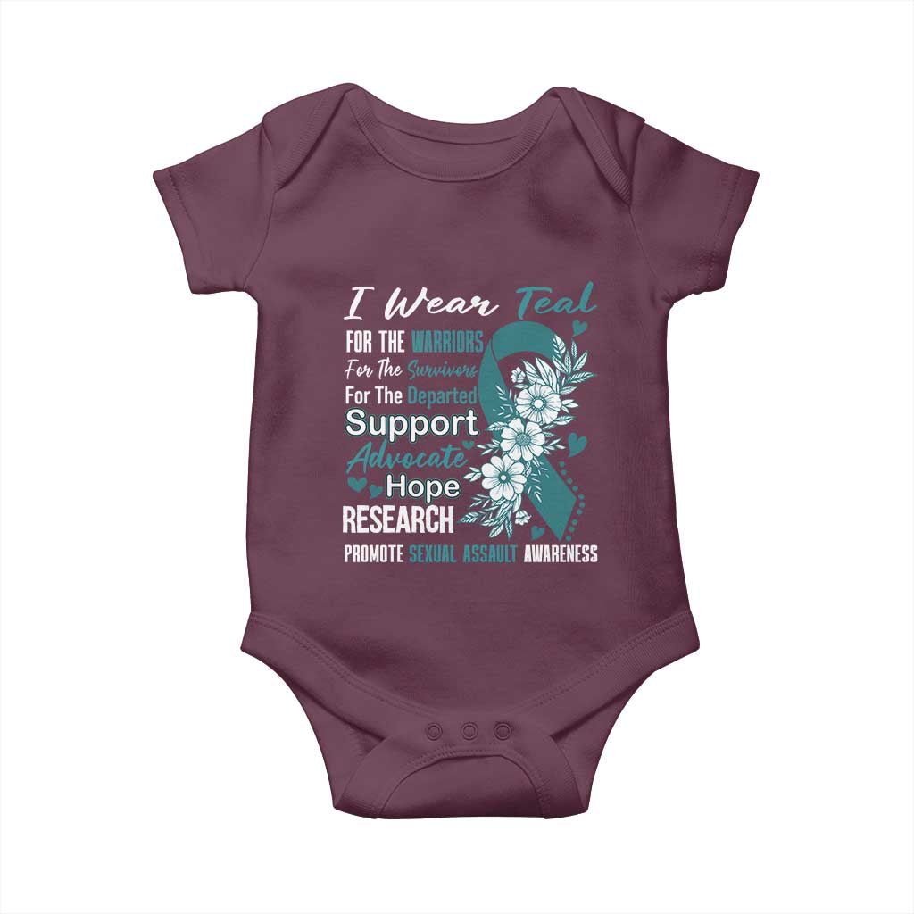 Sexual Assault Awareness Baby Onesie Teal Ribbon Flower