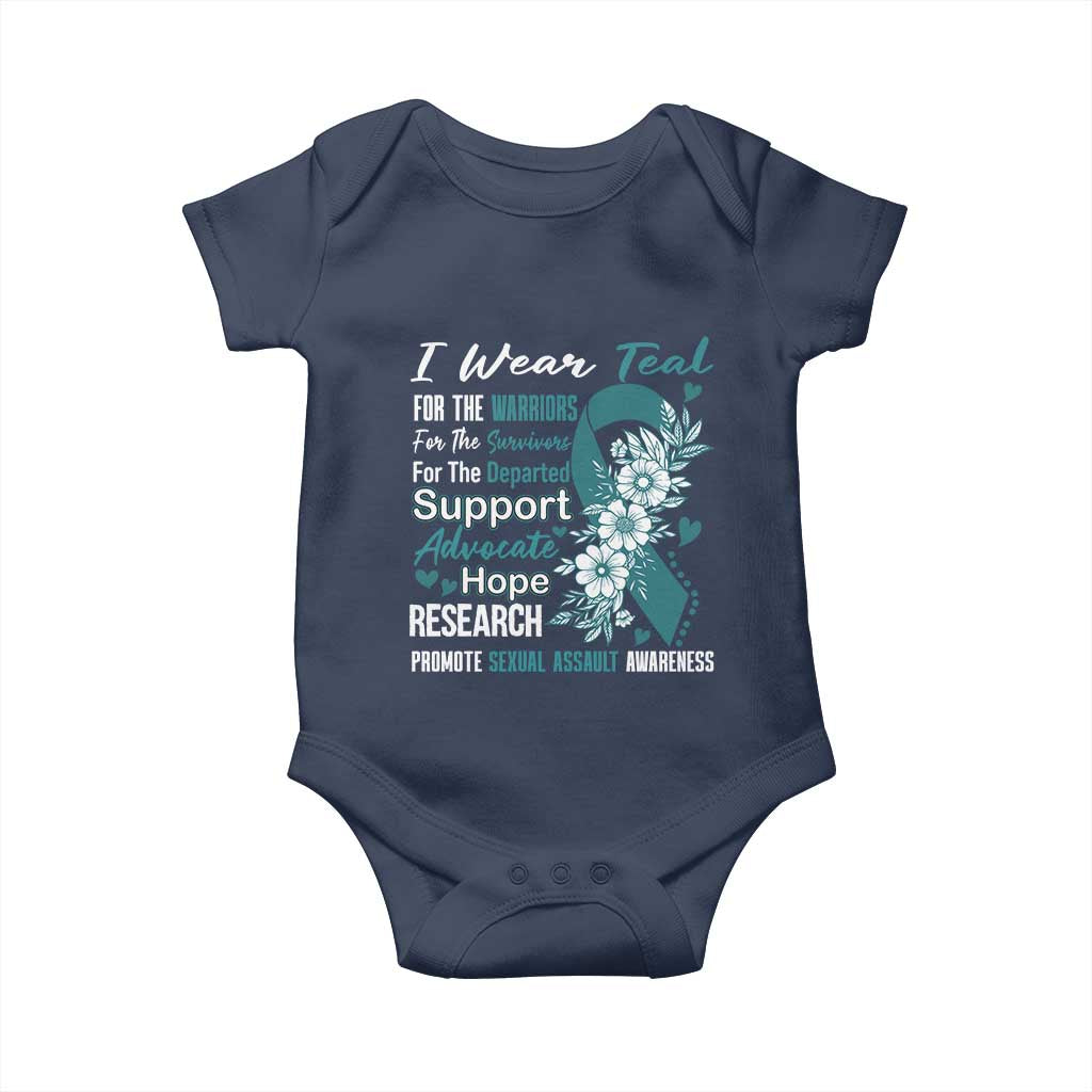 Sexual Assault Awareness Baby Onesie Teal Ribbon Flower