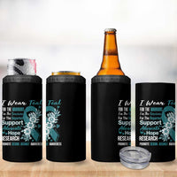 Sexual Assault Awareness 4 in 1 Can Cooler Tumbler Teal Ribbon Flower