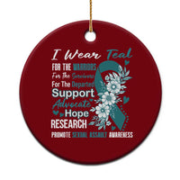 Sexual Assault Awareness Ceramic Ornament Teal Ribbon Flower