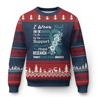 Sexual Assault Awareness Ugly Christmas Sweater Teal Ribbon Flower