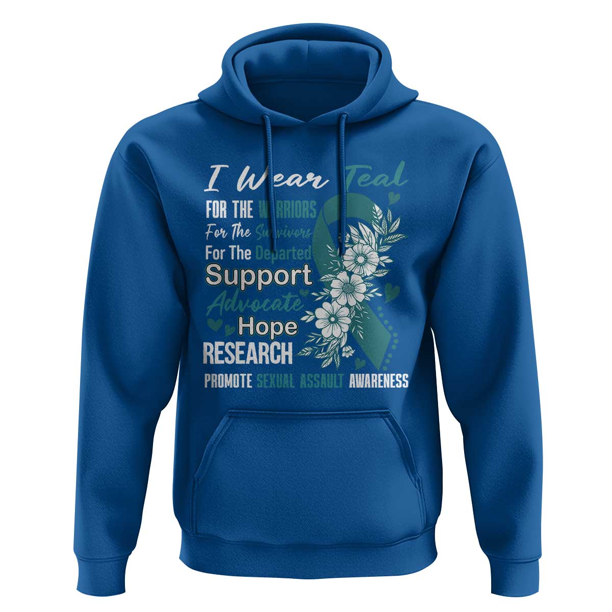 Sexual Assault Awareness Hoodie Teal Ribbon Flower