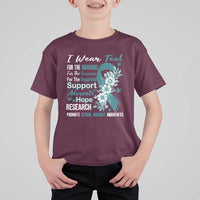 Sexual Assault Awareness T Shirt For Kid Teal Ribbon Flower