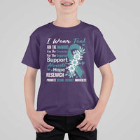Sexual Assault Awareness T Shirt For Kid Teal Ribbon Flower
