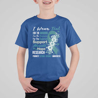 Sexual Assault Awareness T Shirt For Kid Teal Ribbon Flower