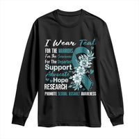 Sexual Assault Awareness Long Sleeve Shirt Teal Ribbon Flower