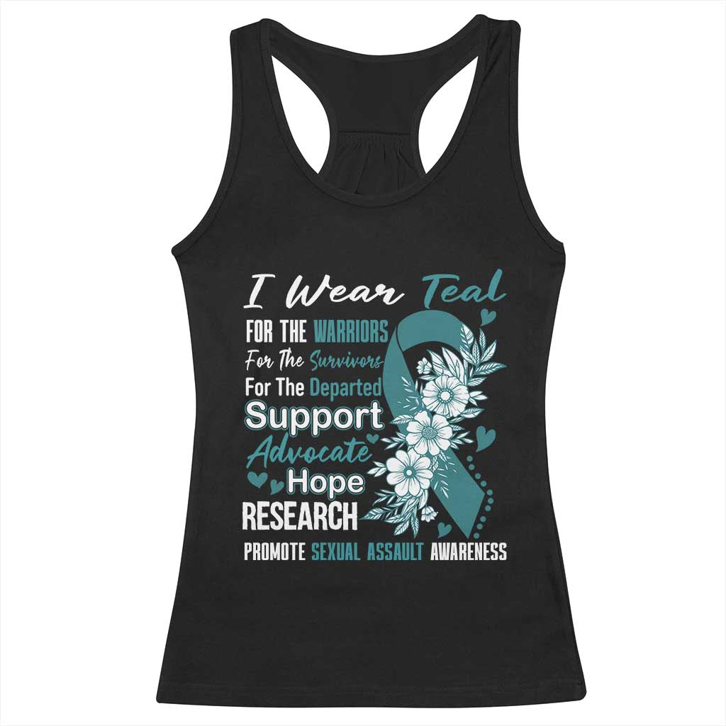 Sexual Assault Awareness Racerback Tank Top Teal Ribbon Flower