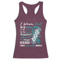 Sexual Assault Awareness Racerback Tank Top Teal Ribbon Flower