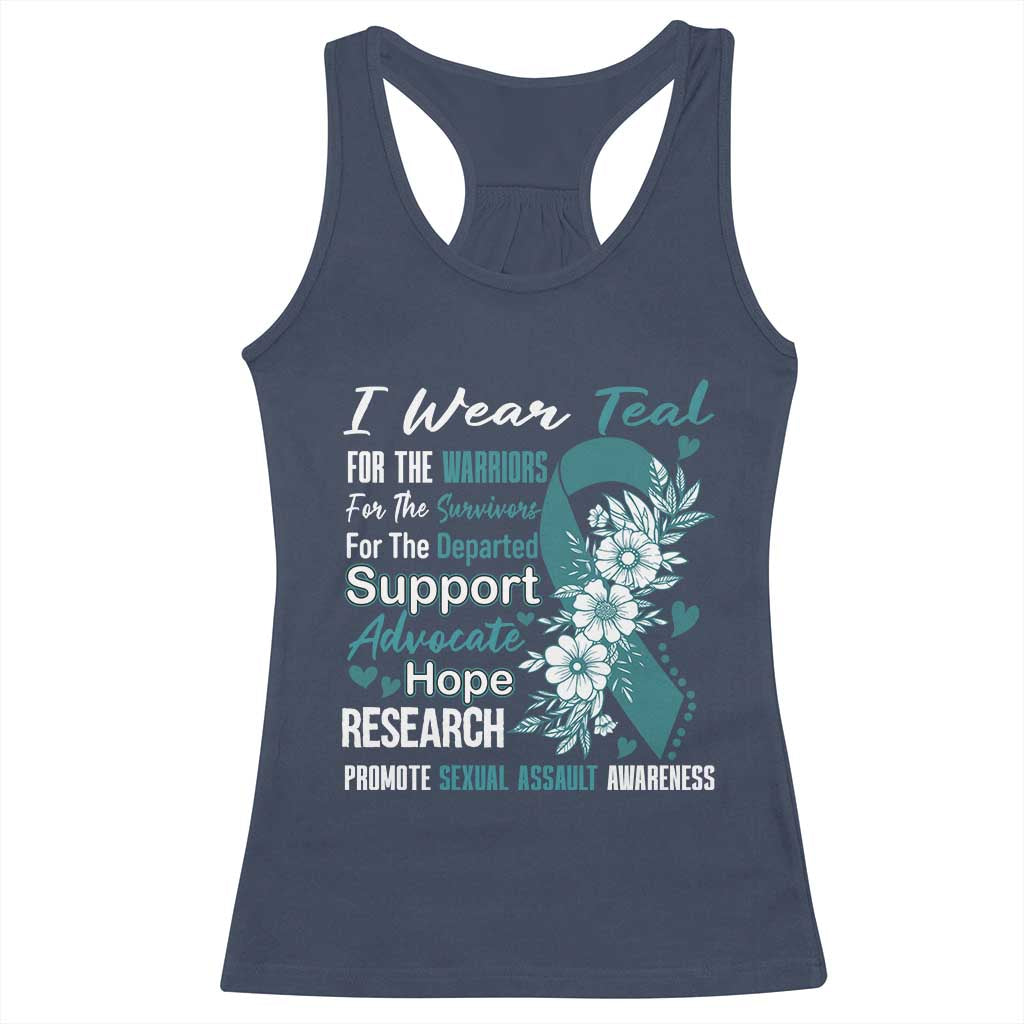 Sexual Assault Awareness Racerback Tank Top Teal Ribbon Flower