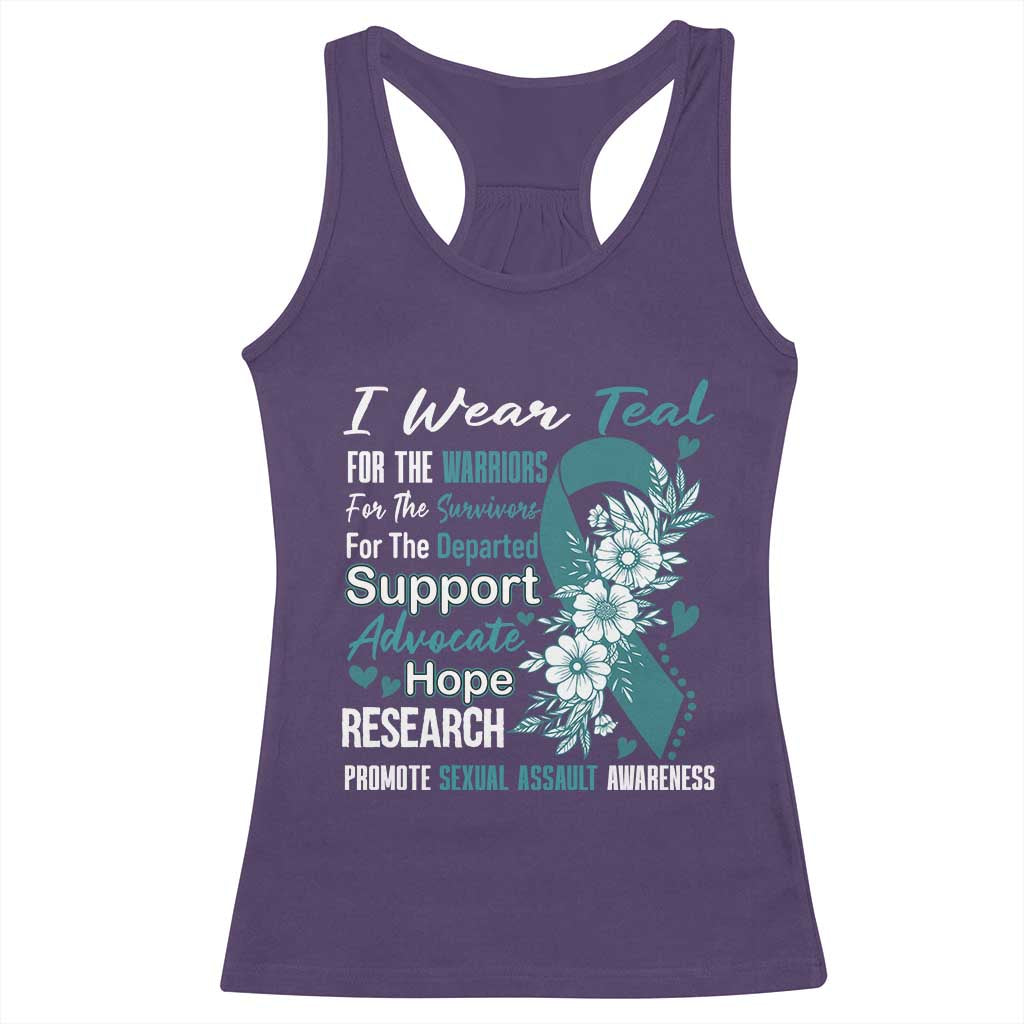 Sexual Assault Awareness Racerback Tank Top Teal Ribbon Flower