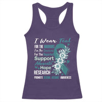 Sexual Assault Awareness Racerback Tank Top Teal Ribbon Flower