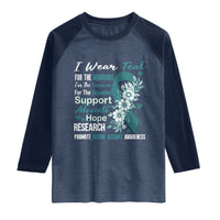 Sexual Assault Awareness Raglan Shirt Teal Ribbon Flower