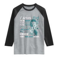 Sexual Assault Awareness Raglan Shirt Teal Ribbon Flower