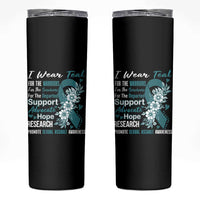 Sexual Assault Awareness Skinny Tumbler Teal Ribbon Flower