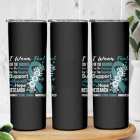 Sexual Assault Awareness Skinny Tumbler Teal Ribbon Flower