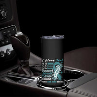 Sexual Assault Awareness Skinny Tumbler Teal Ribbon Flower