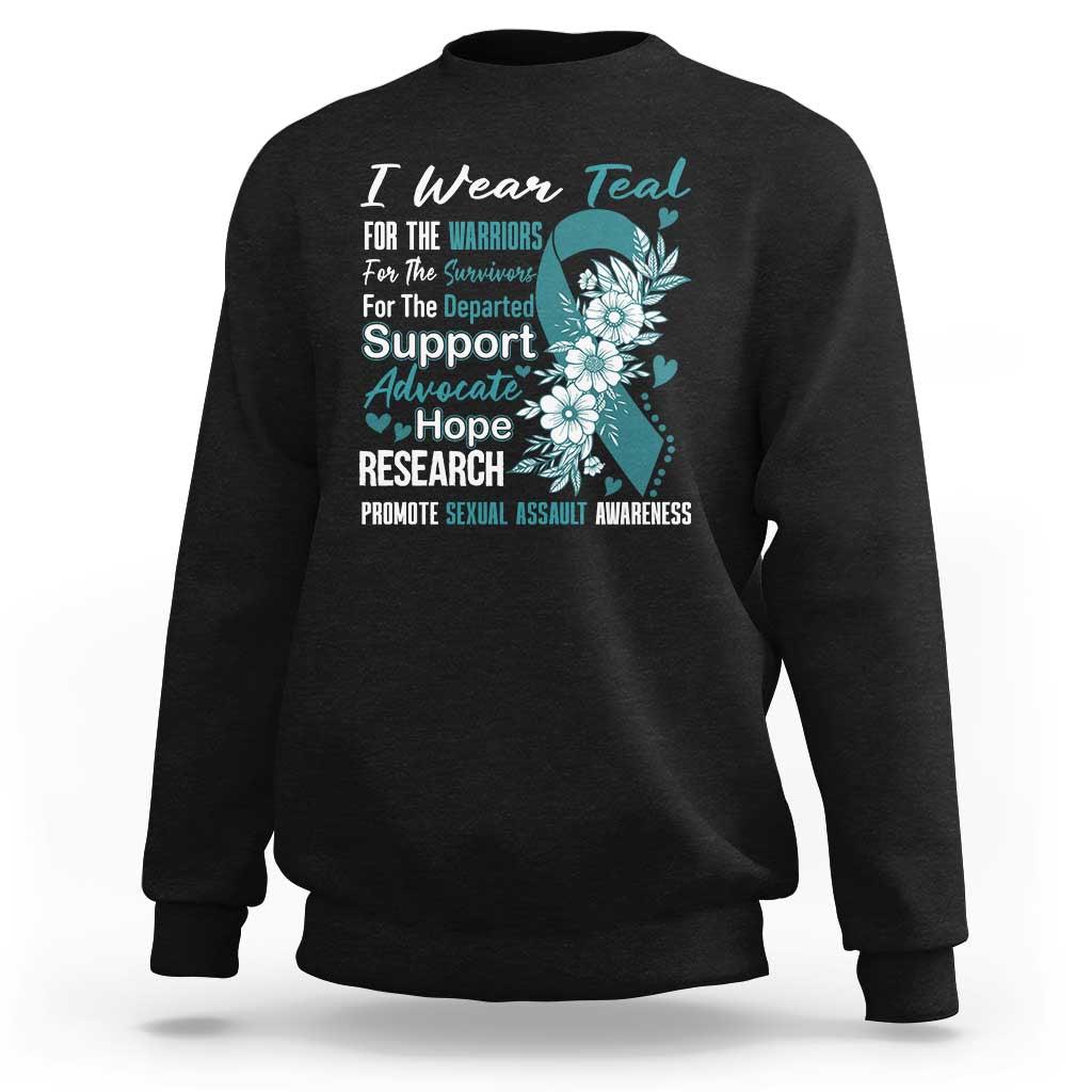 Sexual Assault Awareness Sweatshirt Teal Ribbon Flower