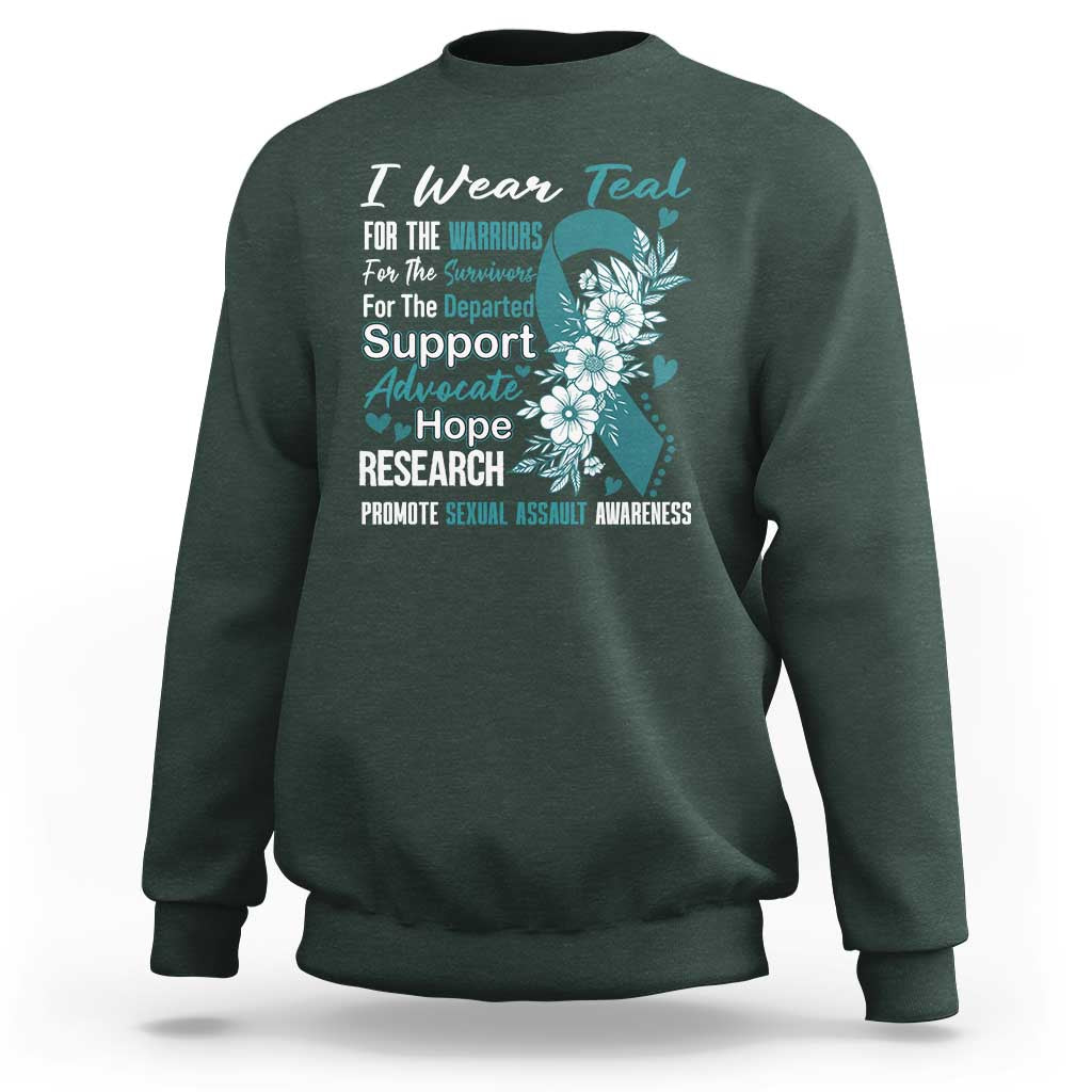 Sexual Assault Awareness Sweatshirt Teal Ribbon Flower