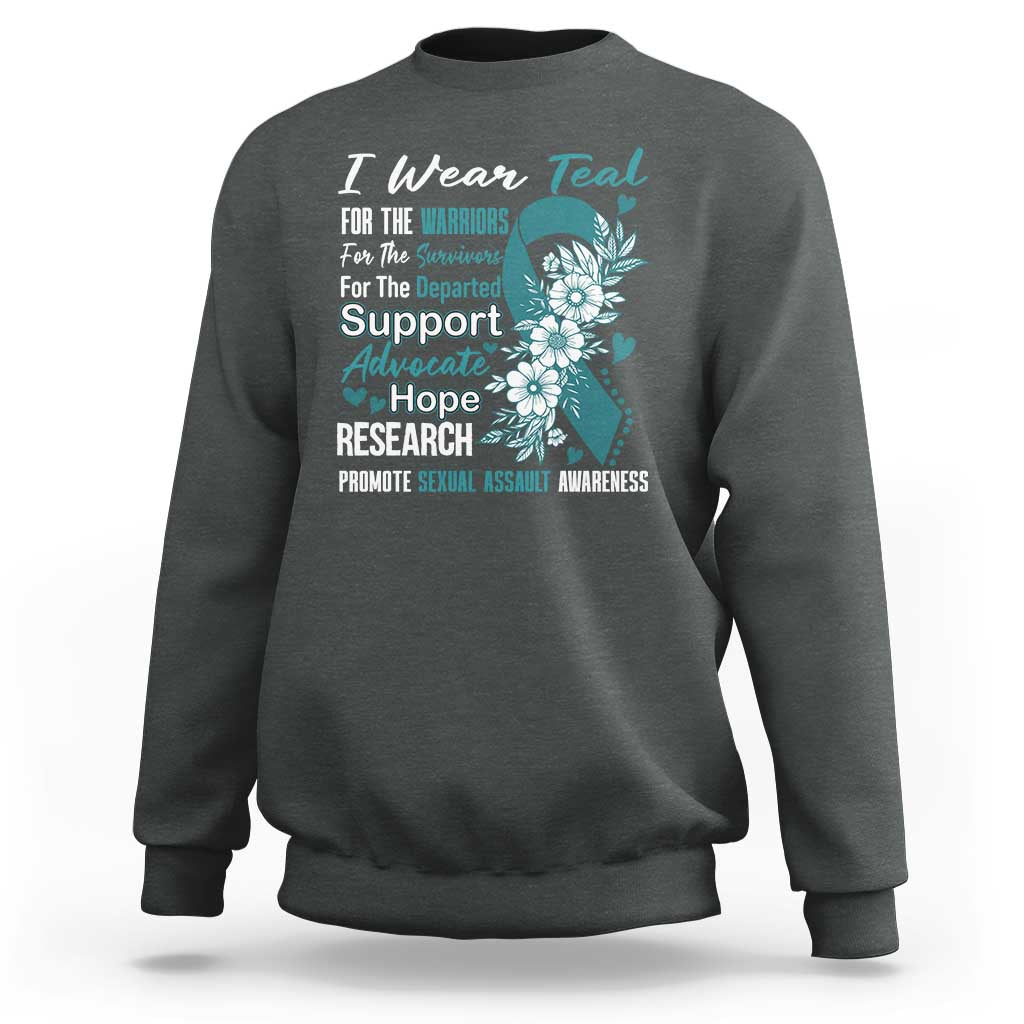 Sexual Assault Awareness Sweatshirt Teal Ribbon Flower