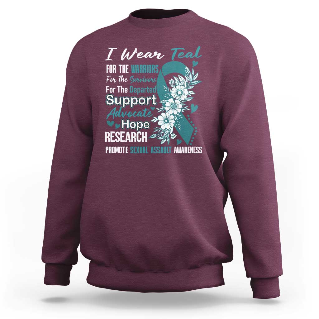 Sexual Assault Awareness Sweatshirt Teal Ribbon Flower