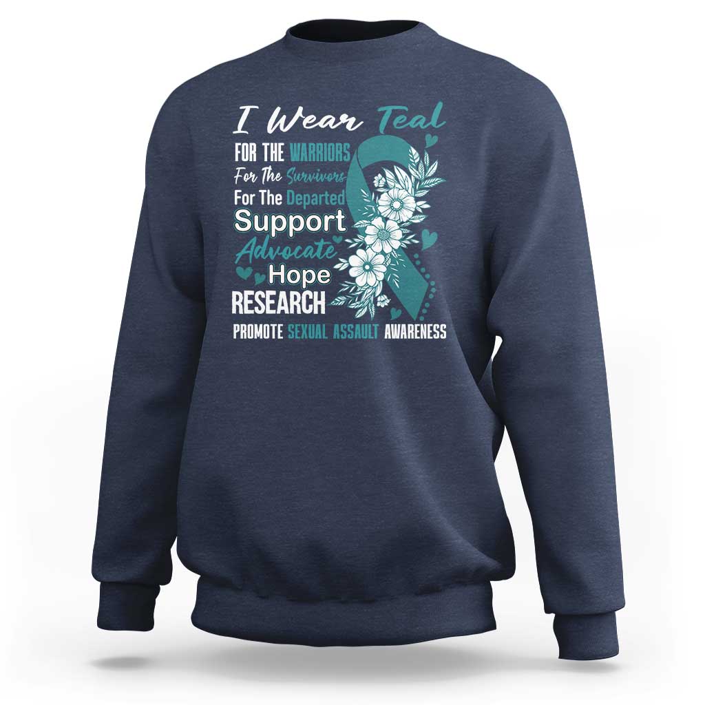 Sexual Assault Awareness Sweatshirt Teal Ribbon Flower