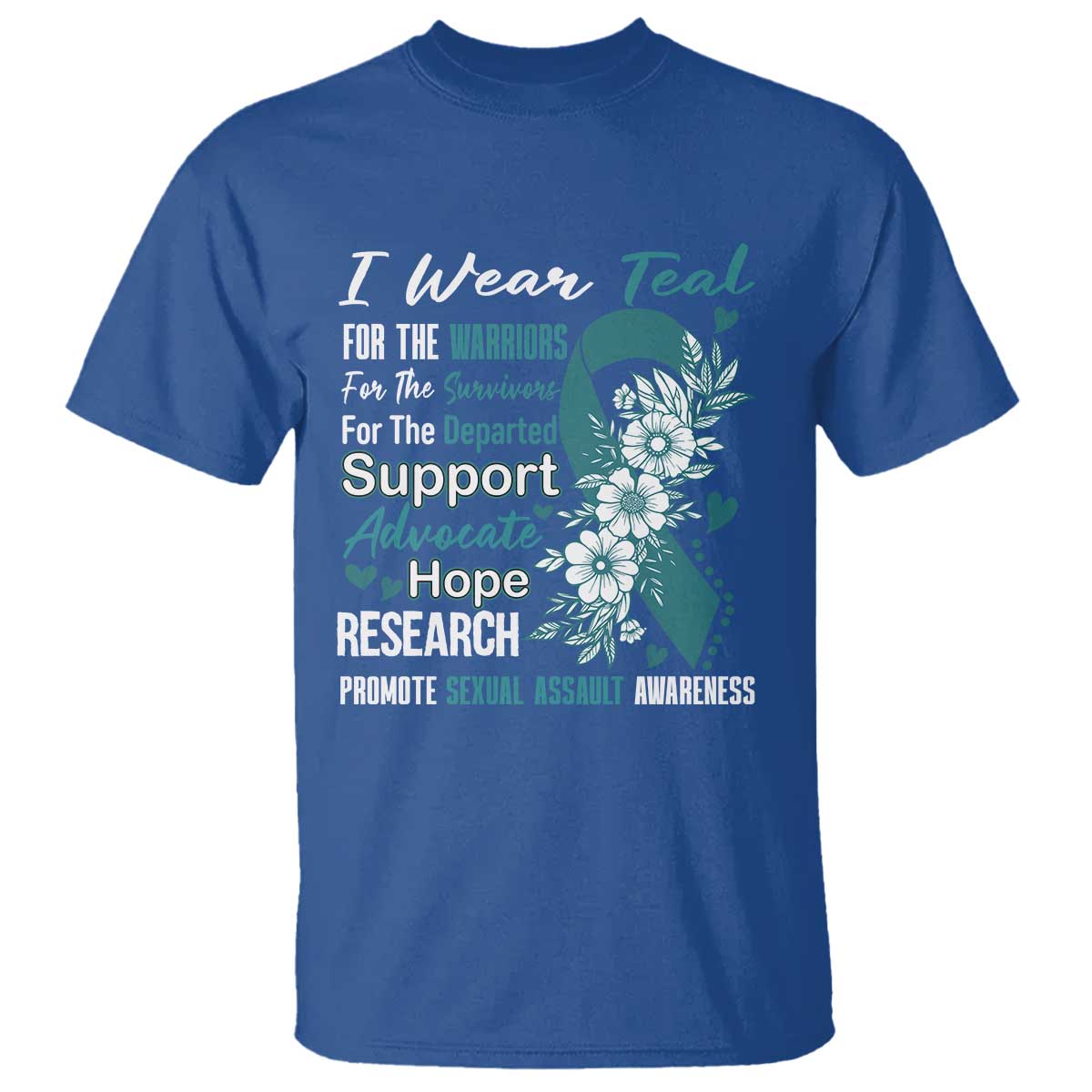 Sexual Assault Awareness T Shirt Teal Ribbon Flower