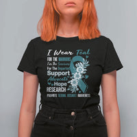 Sexual Assault Awareness T Shirt For Women Teal Ribbon Flower
